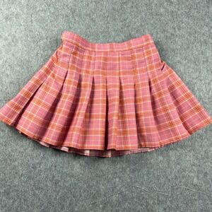 Sangtree Pink Plaid Pleated Mini Skirt with Built-in Shorts Women Size 2 Skort